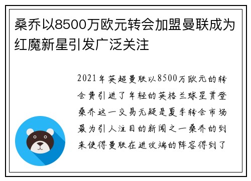 桑乔以8500万欧元转会加盟曼联成为红魔新星引发广泛关注